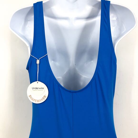 CONTOURS COCO REEF Solitaire V-Neck One Piece US 12 36C Azure Blue Underwire NWT - Picture 7 of 13